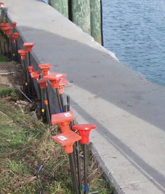 Closeup of seawall