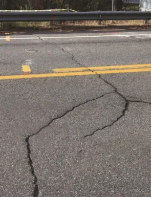 Cracked roadway