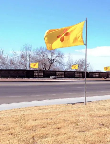 Arizona state flag next to highway